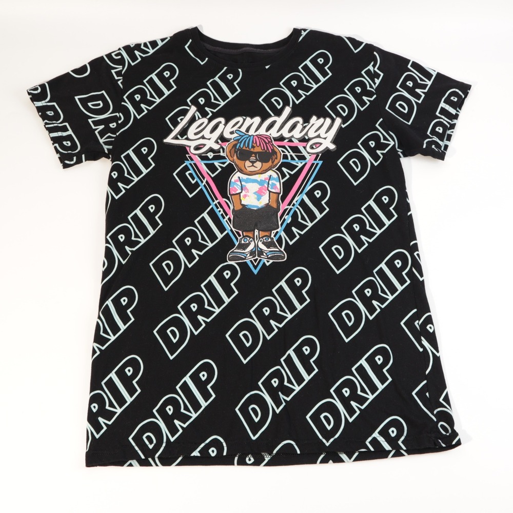 Bailey Apparel Mens Medium Legendary Drip Bear Graphic T-Shirt Black Streetwear